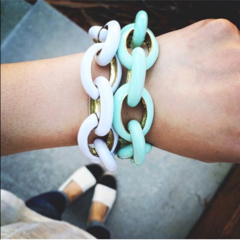White w/Gold Enamel Link Bracelet
